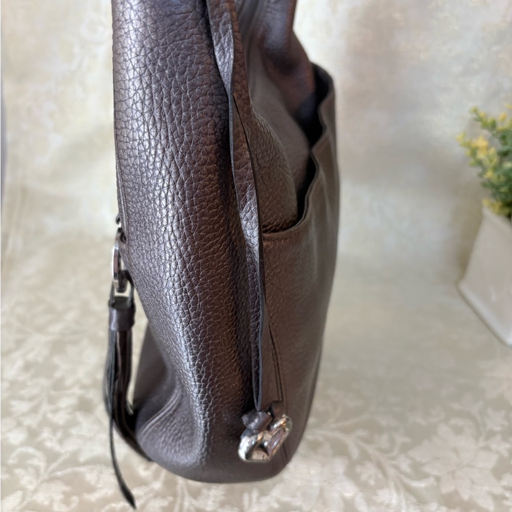 Brighton Barbados Pewter Pebbled Leather Hobo Bag with Heart Charms - Picture 7 of 16